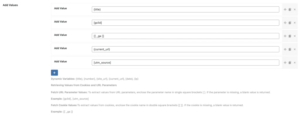 Example of WebHook value